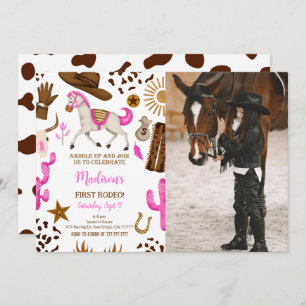 Cowgirl Birthday Photo Invitation