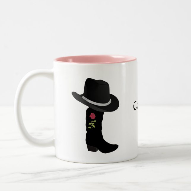 Cowgirl Black Casquette & Boot Mug à café à deux t (Gauche)