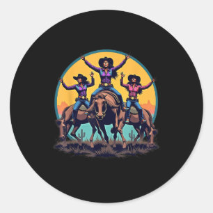 Cowgirl Black Girl Western Rodeo Melanin Black His Classic Round Sticker