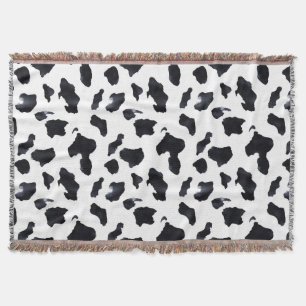 Cowgirl Black White Cow Print   Throw Blanket