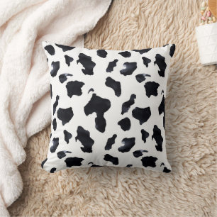 Cowgirl Black White Cow Print   Throw Pillow