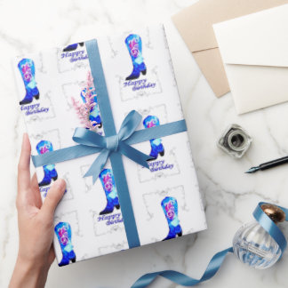 Cowgirl Boot Birthday Wrapping Paper