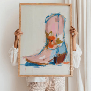 Cowgirl Boot Painting Pastel Western Poster
