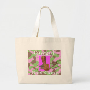 Cowgirl bootcamp large tote bag