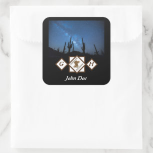 Cowgirl Boots and Cowboy Hat Monogram Photo Square Sticker