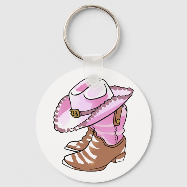 Cowgirl Boots and Hat Keychain (Front)
