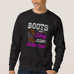 Cowgirl Boots Bling Vintage Country Southern Rodeo Sweatshirt