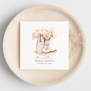 Cowgirl Boots Bubbly Peonies BRIDAL SHOWER Napkin