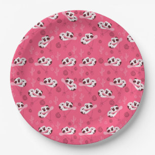 Cowgirl Boots & Cactus Western Pattern Paper Plate