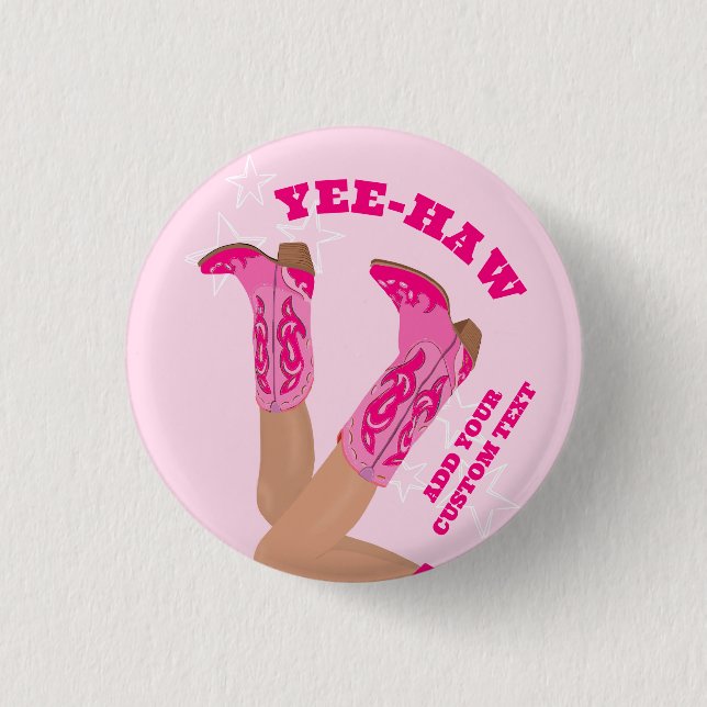 Cowgirl Boots Custom Personalized 1 Inch Round Button (Front)