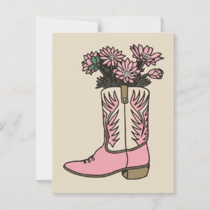 Cowgirl boots flowers postcard