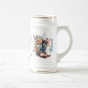 Cowgirl Boots Personalized Beer Stein