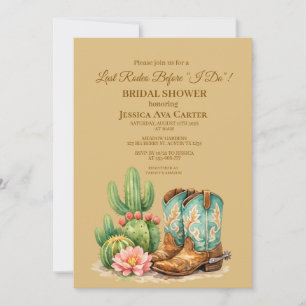 Cowgirl Boots Rodeo Western Cactus Bridal Shower Invitation