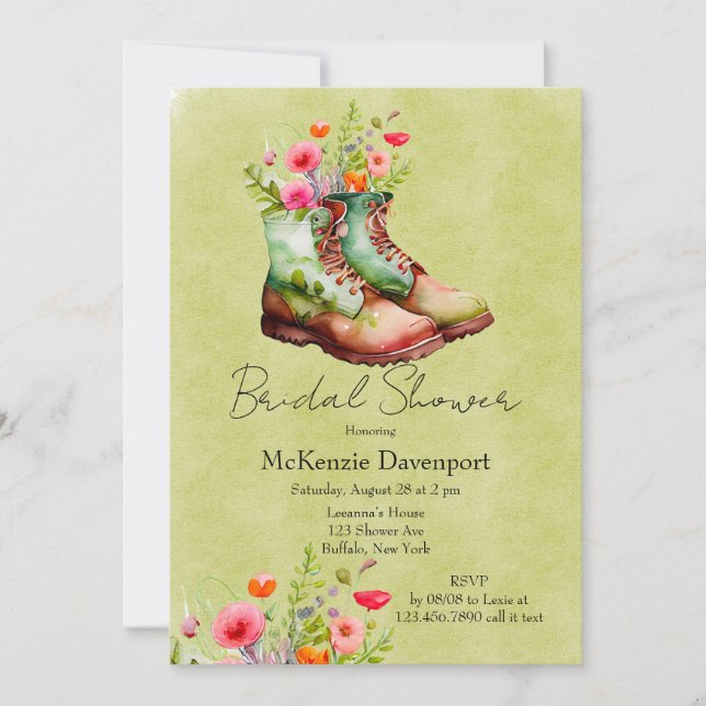 Cowgirl Boots with Wildflower Bridal Shower Invitation (Front)