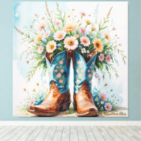Cowgirl Bouquet Canvas Print | Wall Art