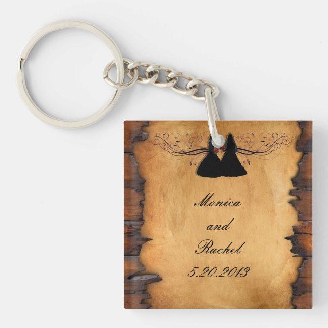 Cowgirl Brides Custom Wedding Key Chain Favours (Front)