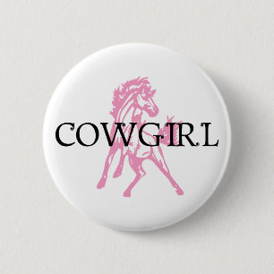 Cowgirl Bronc Horse (pink horse version) 2 Inch Round Button