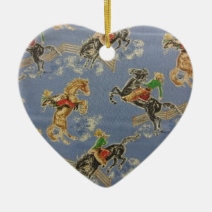 Cowgirl Bronc Rider Ceramic Ornament