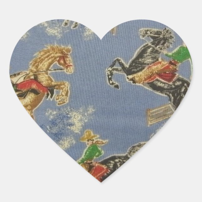 Cowgirl Bronc Rider Heart Sticker (Front)