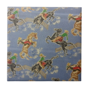 Cowgirl Bronc Rider Tile