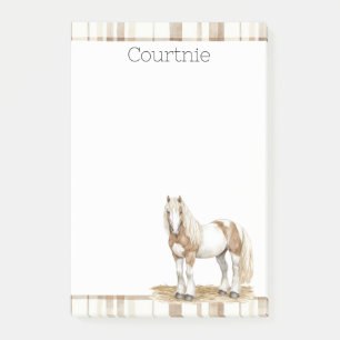 Cowgirl Brown Plaid Stripes Horse Post-it Notes