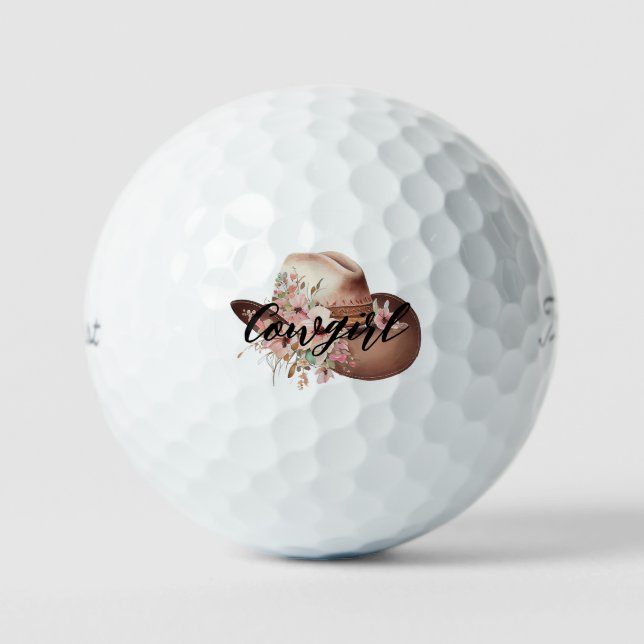 Cowgirl Brown White Cowhide farm western animal Golf Balls (Front)