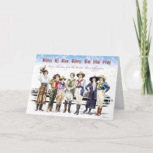 Cowgirl Buckin' Horse Suffragette Christmas Holiday Card