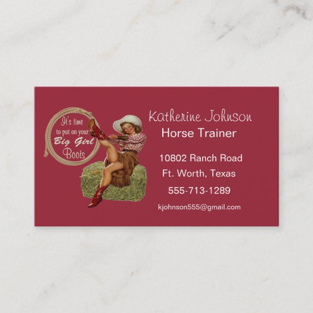 Cowgirl Business Card Template (Front)