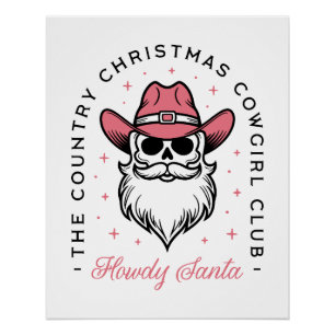 Cowgirl Christmas club girls pink aesthetic Poster