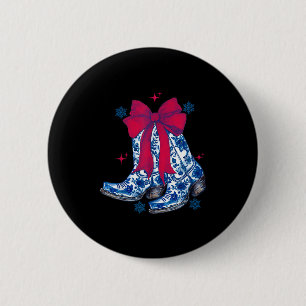 Cowgirl Christmas Funny Coquette Bow Boots Gift Me 2 Inch Round Button