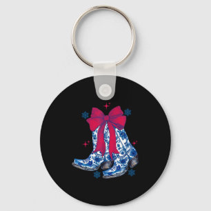Cowgirl Christmas Funny Coquette Bow Boots Gift Me Keychain