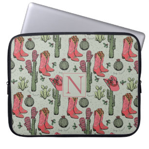 Cowgirl Christmas Monogram Laptop Sleeve