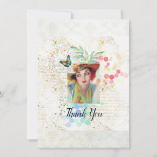 Cowgirl Collage in the Art Deco style. Thank You Card