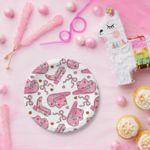 Cowgirl Coquette Pink Paper Plate