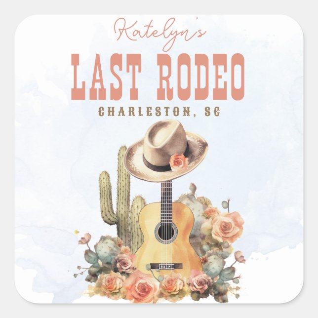 Cowgirl Country Last Rodeo Bachelorette Weekend Square Sticker (Front)