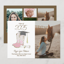 Cowgirl Country Photo Graduation Announcement Pink