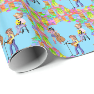 Cowgirl Country Western Band Guitars Singer Wrapping Paper