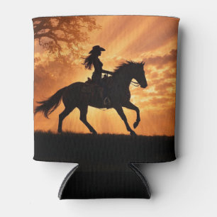 Cowgirl Country Western Horse Can Cooler
