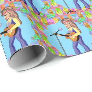 Cowgirl Country Western Singer With Guitar Wrapping Paper