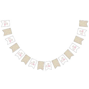 Cowgirl Country Western Theme Pink Baby Shower Bunting Flags