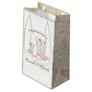 Cowgirl Country Western Theme Pink Baby Shower Small Gift Bag