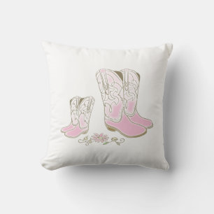 Cowgirl Country Western Theme Pink Baby Shower Throw Pillow