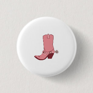 Cowgirl, cowboy boot themed card 1 inch round button