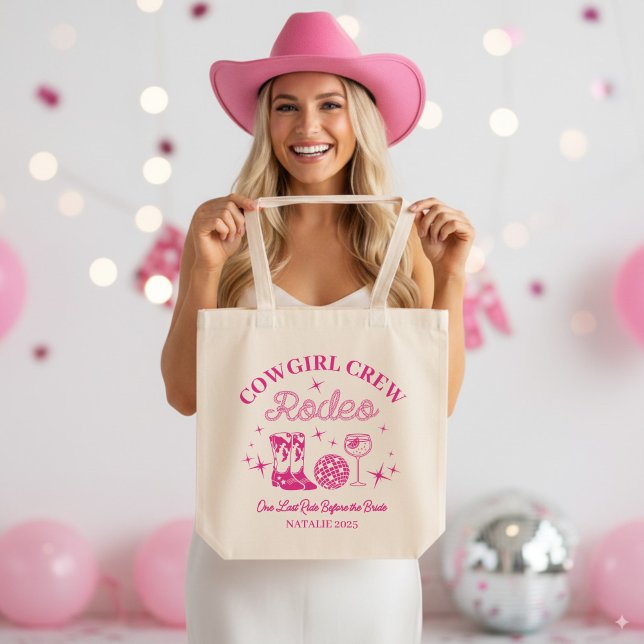 Cowgirl Crew Rodeo Personalized Bachelorette Party Tote Bag (Creator Uploaded)