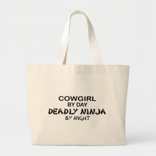 Cowgirl Deadly Ninja by Night Large Tote Bag