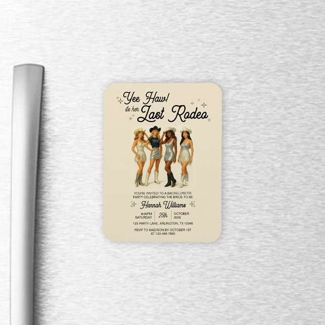 Cowgirl Dernier Rodéo Bachelorette Party Magnet (Créateur téléchargé)