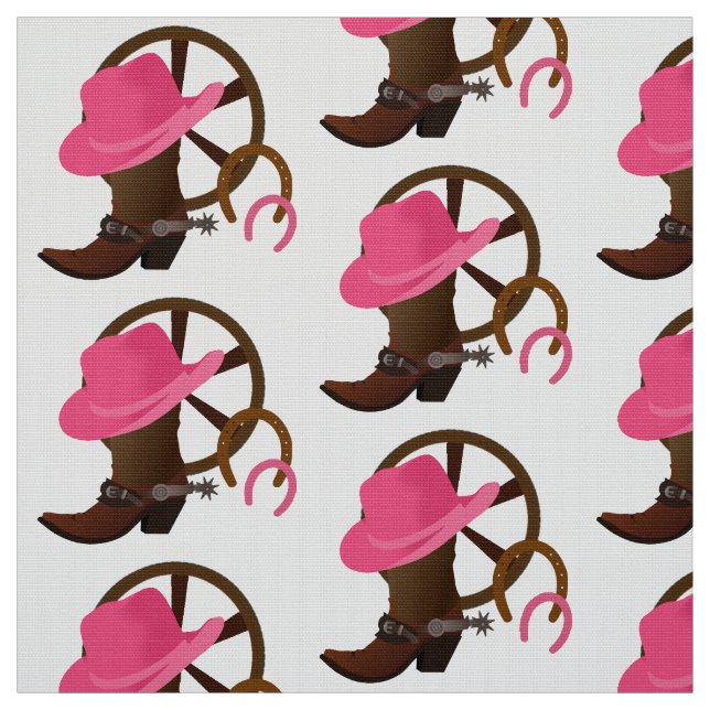 Cowgirl Design White Fabric (Swatch)