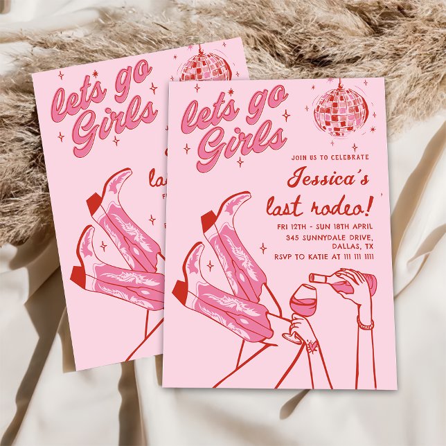 Cowgirl Disco Bachelorette Rodeo Weekend Invitation (Creator Uploaded)