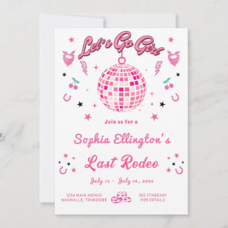 Cowgirl Disco Bachelorette Weekend Itinerary  Invitation