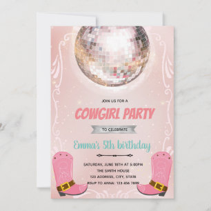 Cowgirl disco danse thème invitation